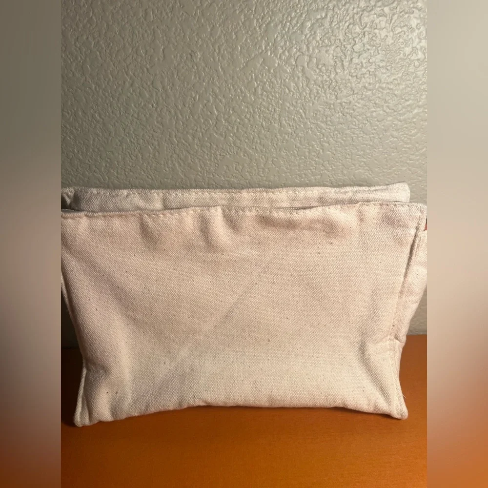 Nordstrom Beauty Cream and Orange canvas makeup Bag🎀🎀🎀🎀🎀🎀🎀🎀